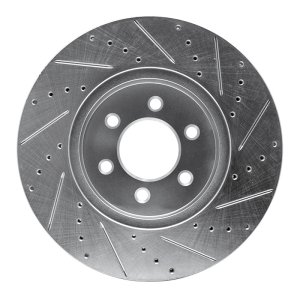 Dodge Durango Brake Rotor (1) - Front Left - R1 Concepts - Drilled & Slotted - Silver - 2003